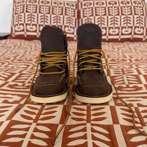 Danner Women's Brown Lace Up Boots with Yellow Laces